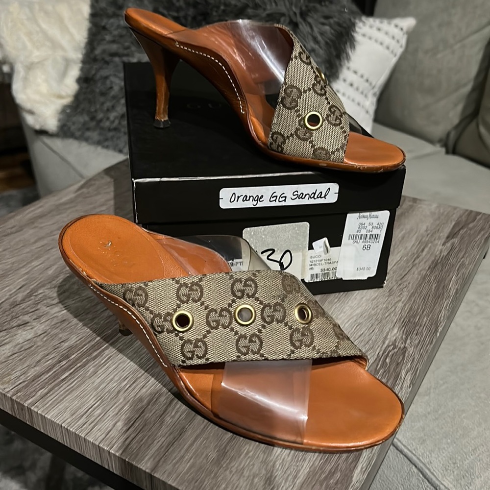 Orange Leather Gucci Sandals